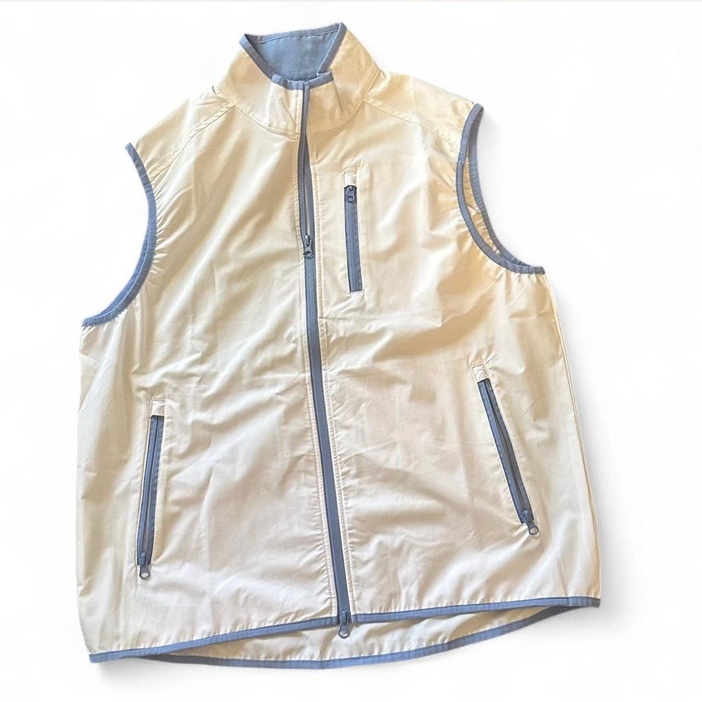 White and Blue Men’s Tailor Byrd Performance Vest Size Large